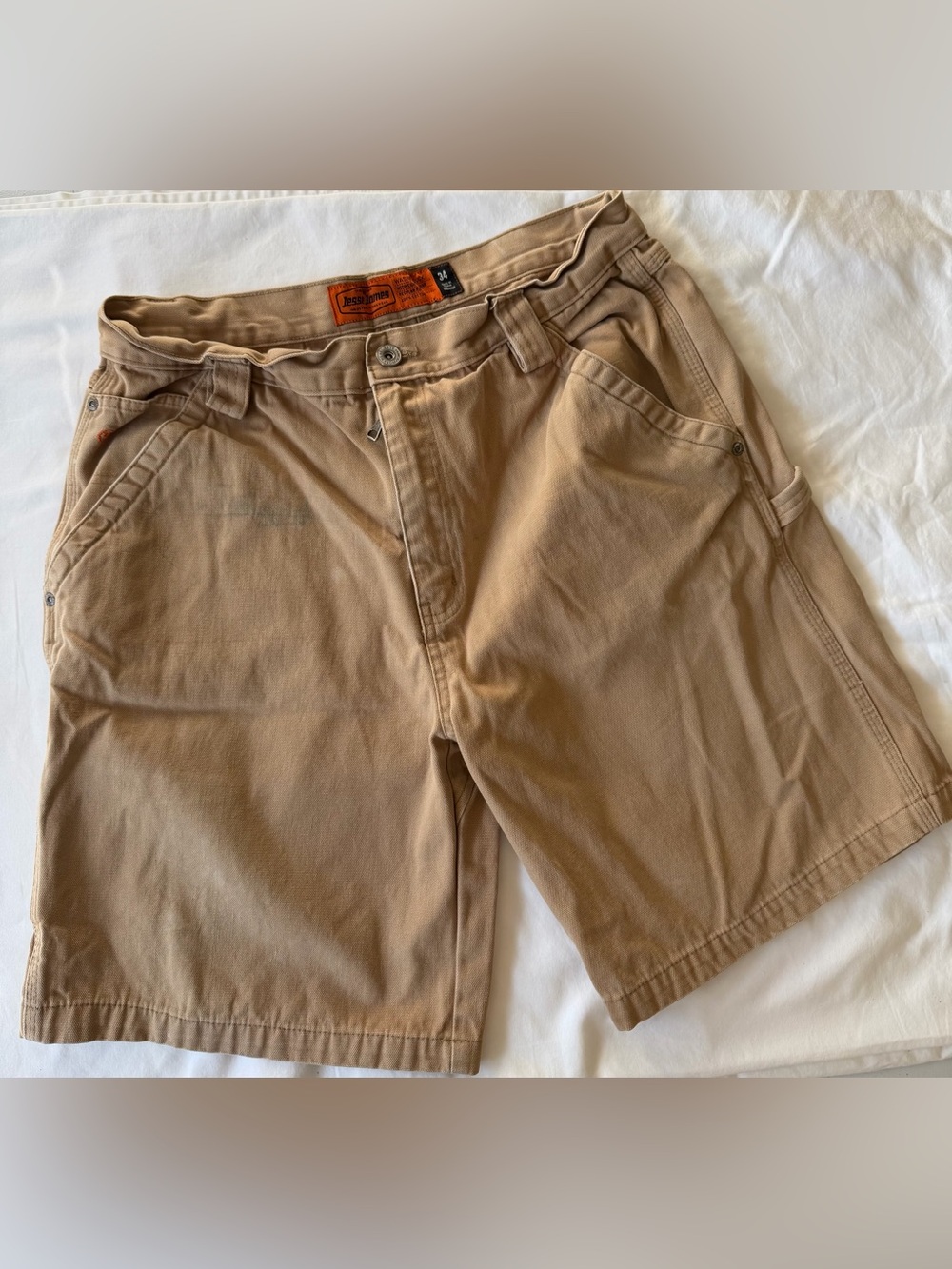 Jesse James Midweight Canvas Carpenter Shorts Regular Fit Utility 100% Cotton